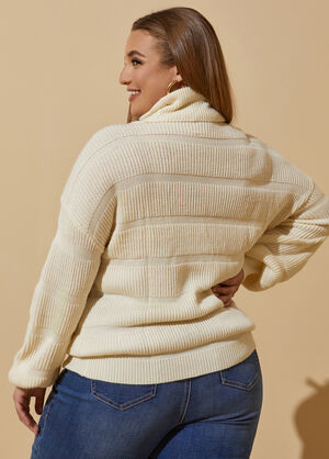 Textured Turtleneck Sweater, Egret image number 1