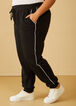 Piped Fleece Joggers, Black image number 2