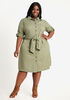 Cotton Tie Front Shirtdress, Olive image number 0