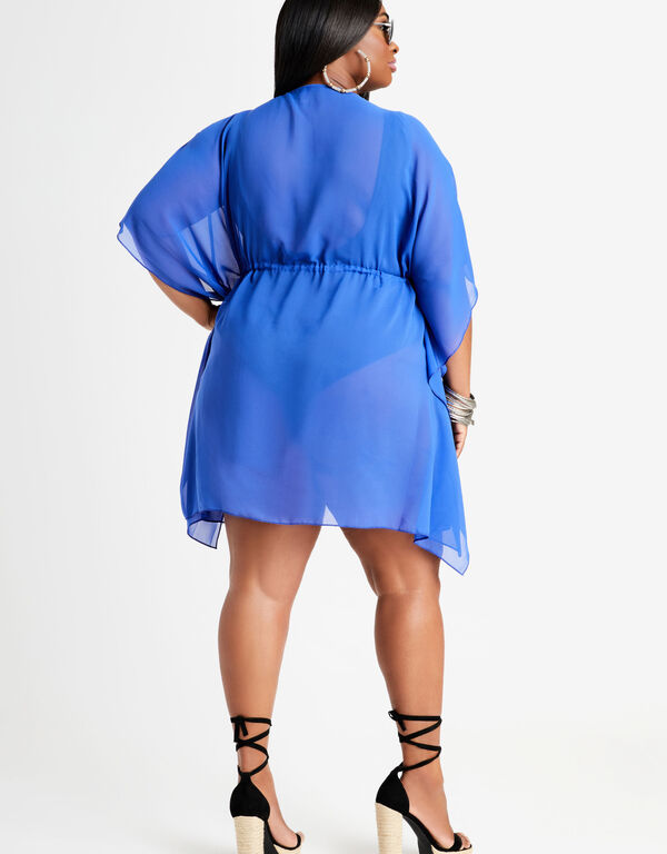 YMI Blue Sheer Kimono Cover Up, Cobalt image number 1
