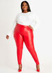 Red High Rise Faux Leather Legging, Barbados Cherry image number 2