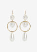 Gold Trio Pearl Long Drop Earrings, Gold image number 0
