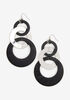 Black & Silver Link Drop Earrings, Black image number 0