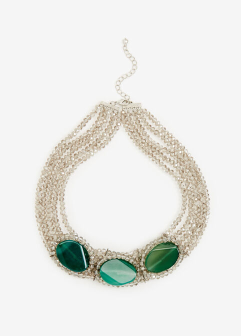 Crystal &  Green Agate Necklace, EDEN image number 0