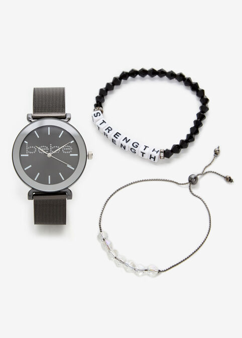 Bebe Black Watch & Bracelets Set, Black image number 0
