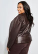 Puff Sleeve Faux Leather Jacket, Brown image number 1