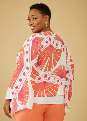Printed Faux Wrap Blouse, White image number 1