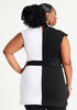 Belted Colorblock Tunic, Black White image number 1