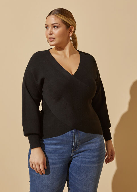 Crisscross Sweater, Black image