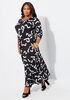 Tall Printed Belted Maxi Dress, Black White image number 0