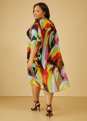 Abstract Print Chiffon Kimono, Multi image number 1