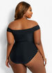 Plus Size YMI Off-The-Shoulder One-Piece, Black image number 1