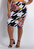 Floral Houndstooth Pencil Skirt, Multi image number 0