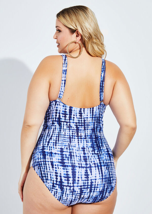 Noon Swim Twisted Spotted Swimsuit, Blue image number 1
