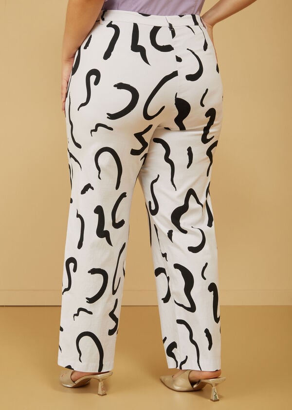 Abstract Power Twill Trousers, White Black image number 1