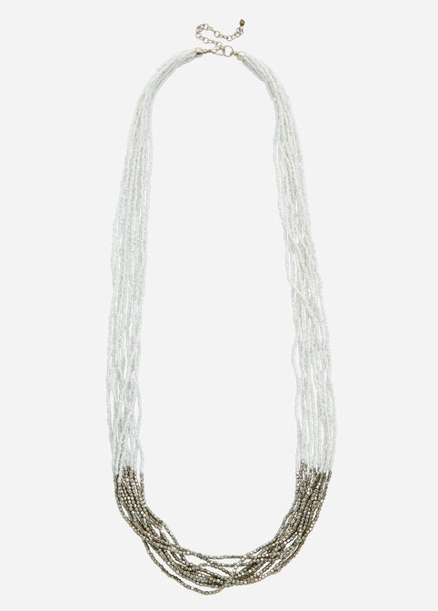 Bead Multistrand Necklace, White image number 0