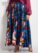 Belted Floral Satin Maxi Skirt, Peacoat image number 0