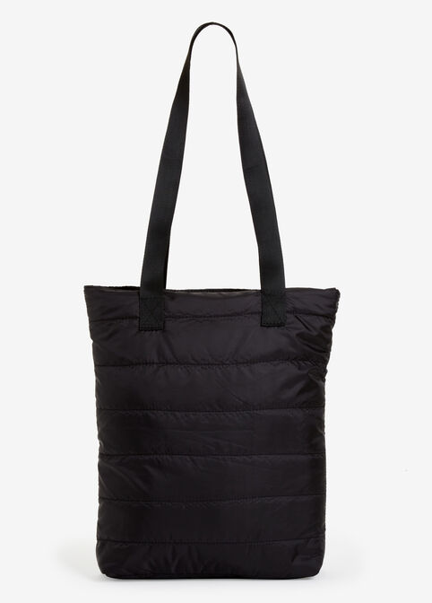 Logo Quilted Nylon Tote, Silver image number 1