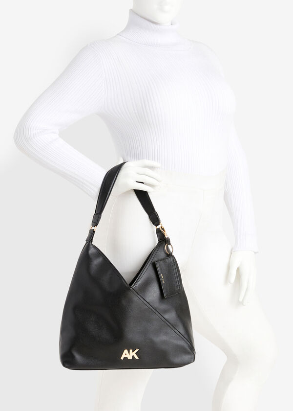 Anne Klein Pebbled Faux Leather Shoulder Bag, Black image number 4