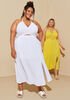 Cutout Textured Maxi Halter Dress, White image number 1