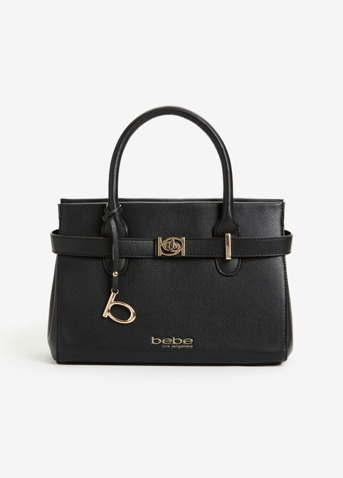 Trendy Designer Bebe Evie Chic Faux Leather Logo Satchel Bag image number 0