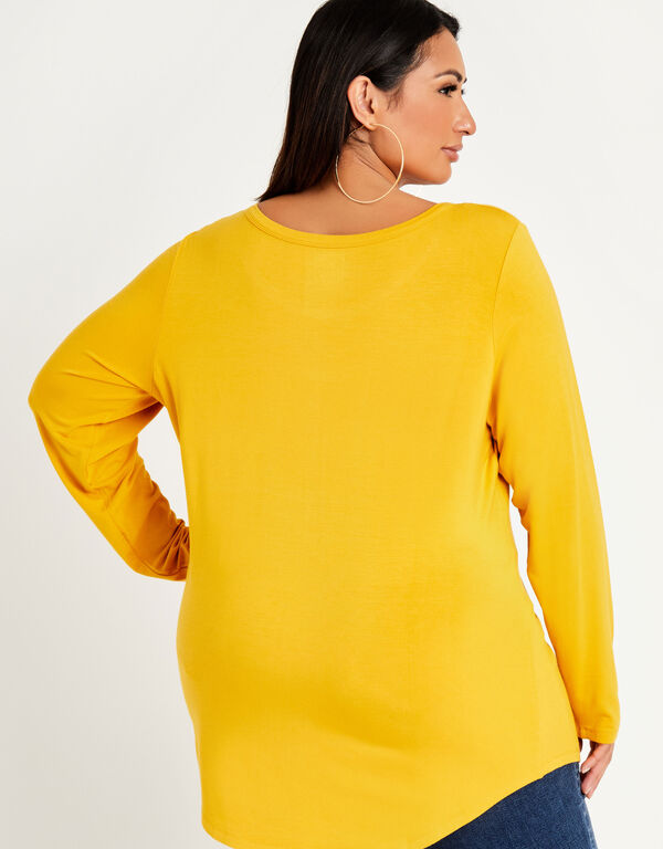 Basic Stretch Knit Long Sleeve Tee, Nugget Gold image number 1