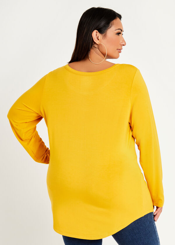 Basic Stretch Knit Long Sleeve Tee, Nugget Gold image number 1