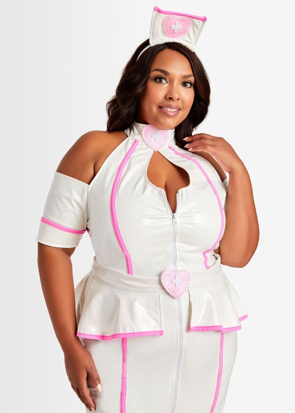 Pink Nurse Halloween Costume, White image number 2