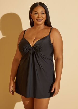 Simply Fit Knotted Swimdress, Black image number 0