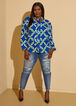 Chain Link Print Tie Neck Blouse, Surf The Web image number 3