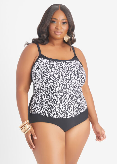 Christina Blue Printed Swimsuit, Black White image