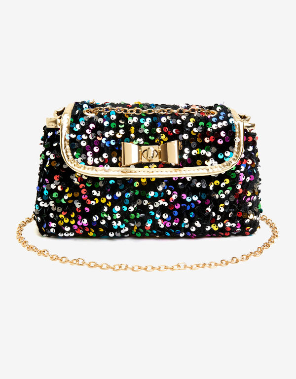 Bow Embellished Sequined Clutch, Multi image number 0