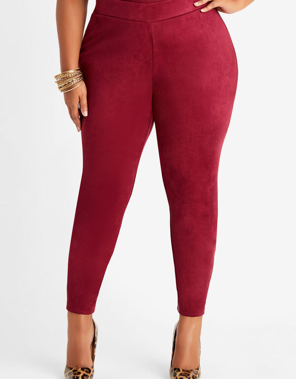 Faux Suede High Waist Legging, Wine image number 0