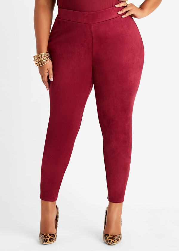Faux Suede High Waist Legging, Wine image number 0