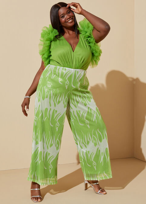 Embellished Straight Leg Jumpsuit, Parrot Green image number 0