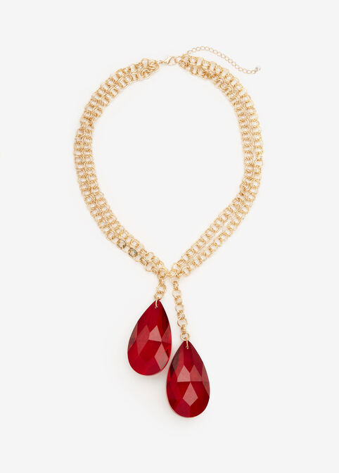 Layer Teardrop Pendant Necklace, Chili Pepper image number 0
