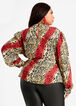 Belted Animal Print Keyhole Top, Chili Pepper image number 1