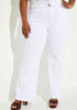 Mid Rise Frayed Flared Jeans, White image number 3