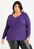 Flared Ribbed Knit Sweater, Acai image number 0