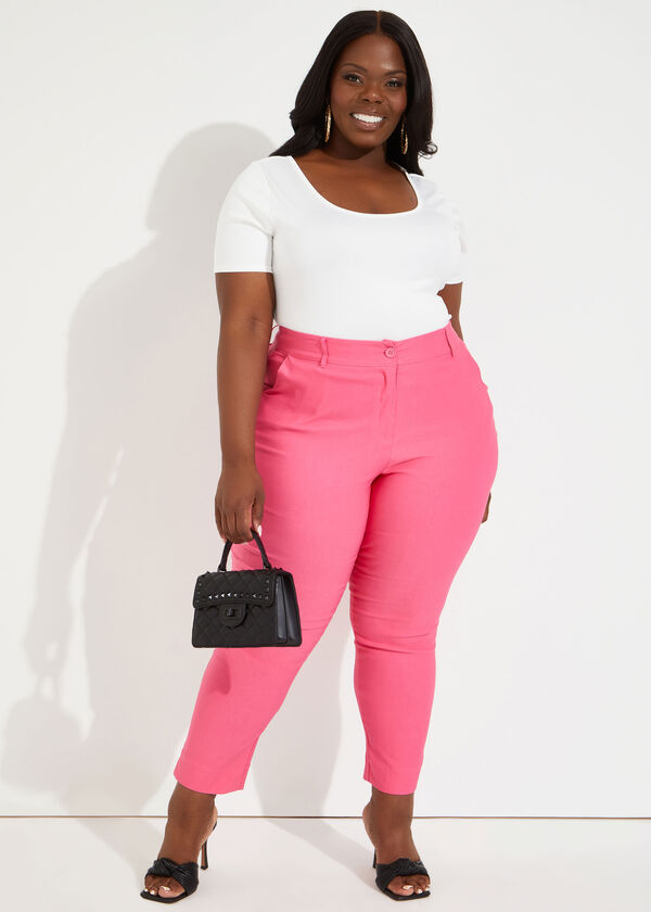 Power Twill Mid Rise Ankle Pant, Fandango Pink image number 0