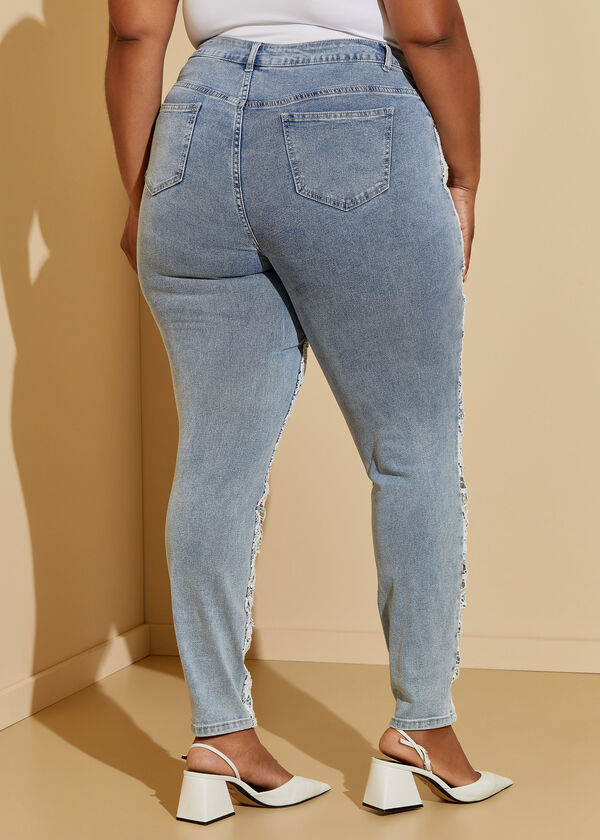 Lace Paneled Skinny Jeans, Denim image number 1
