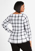Plaid Cutout Peplum Sweater, White Black image number 1