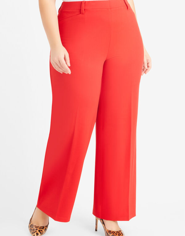 Power Ponte Straight Leg Trousers, Barbados Cherry image number 0