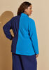 Two Tone Stretch Crepe Blazer, Blue Print image number 1