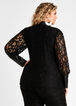 Lace Faux Leather Tie Neck Top, Black image number 1
