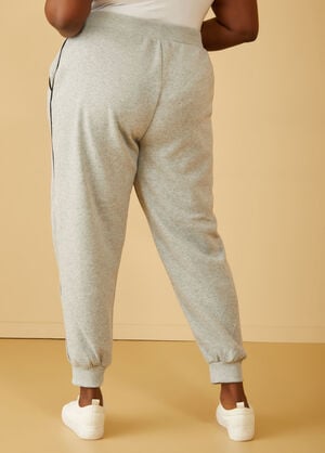 Piped Fleece Joggers, Heather Grey image number 1