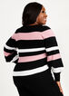 Stripe Balloon Sleeve Sweater, Black White image number 1