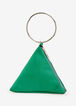 Green Faux Leather Pyramid Bag, DEEP GREEN image number 0