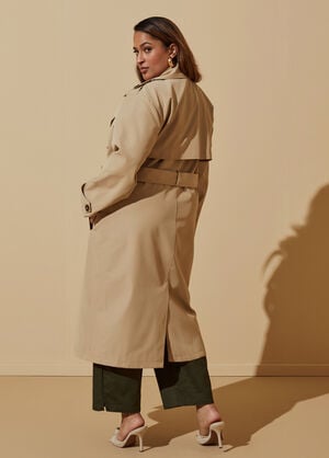 Double Breasted Trench Coat, Tan image number 1