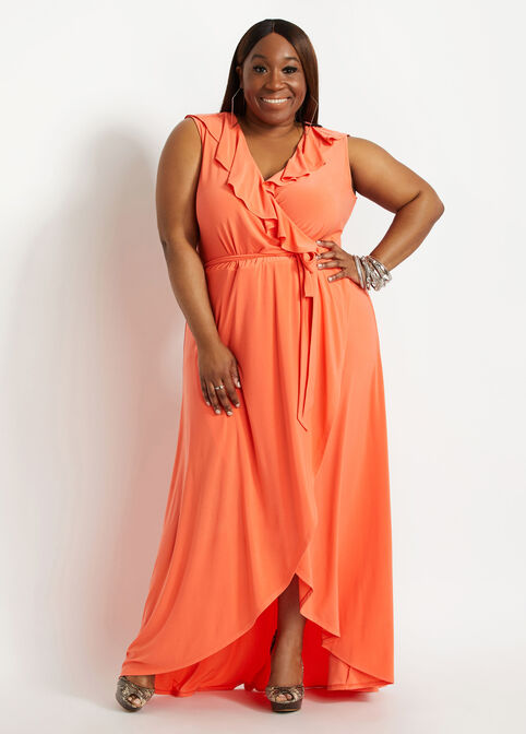 Plus Size Sleeveless Ruffle Tier Hi Low Summer Party Maxi Dresses image number 0